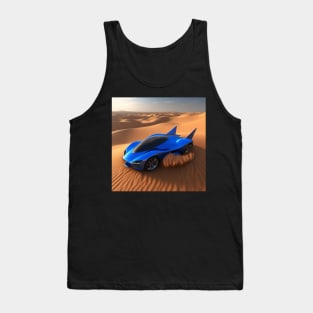 A Blue Sports Car Driving Through The Desert Tank Top